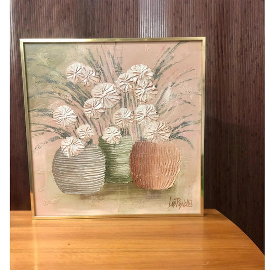 Vintage Oil Painting Flowers in Vases