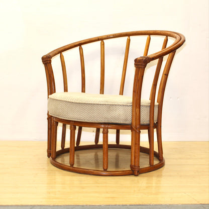 Vintage Barrel Back Rattan Armchair