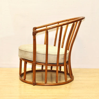 Vintage Barrel Back Rattan Armchair