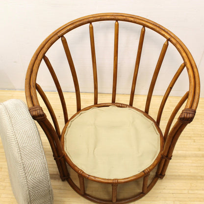 Vintage Barrel Back Rattan Armchair