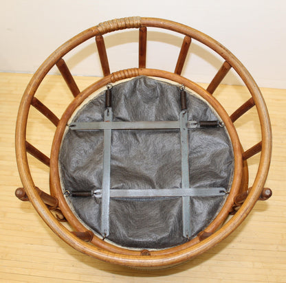 Vintage Barrel Back Rattan Armchair