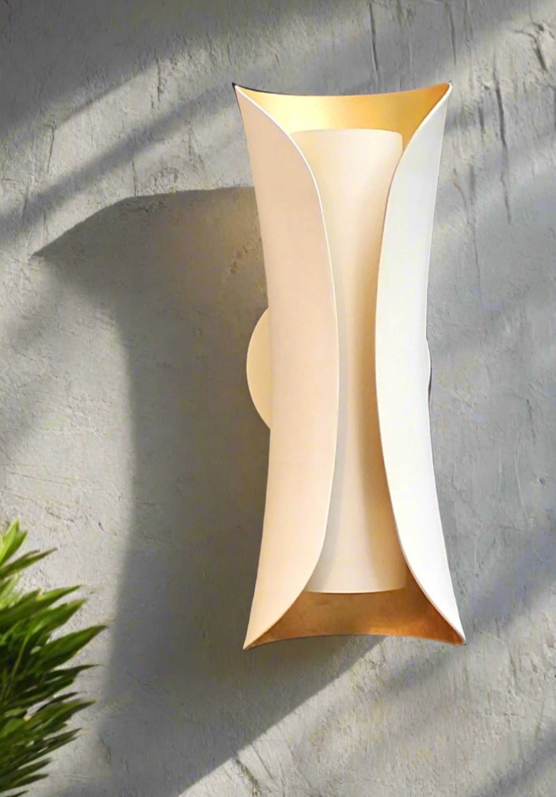 Gold and White Modern Minimalist 2-Light Wall Sconce