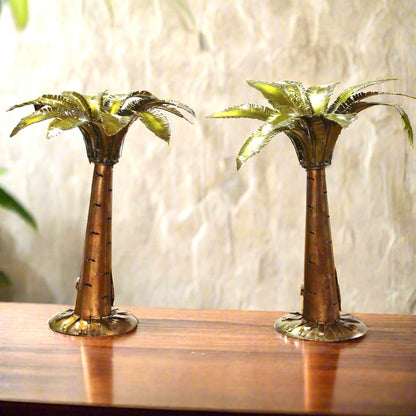 Metal Palm Tree Candle Holders