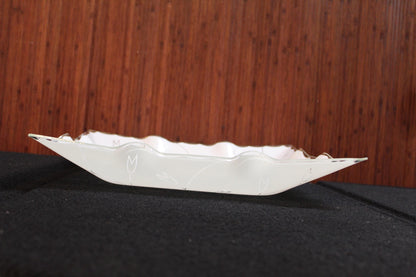 Mid-Century Ruffled Edge Frosted Glass Ceiling Fixture Shade | Large