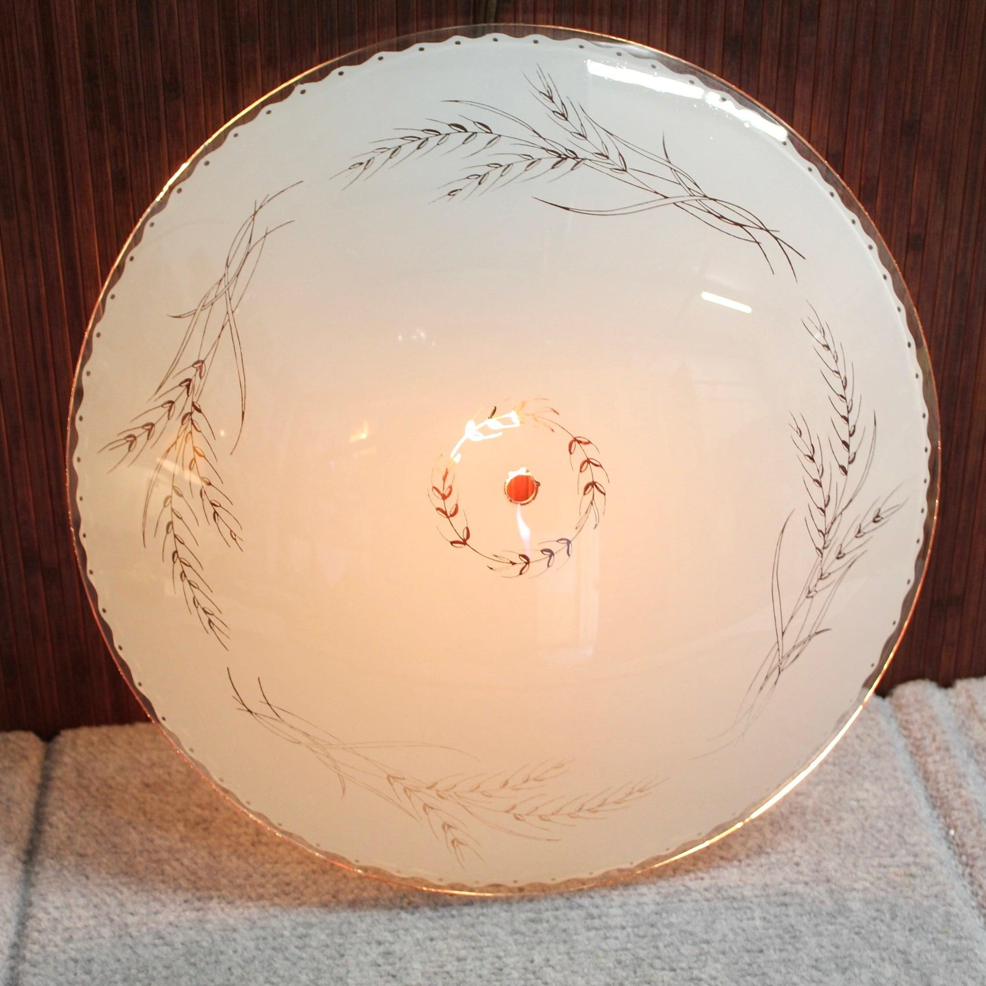 Round Vintage Round Glass Ceiling Light Shade | Wheat Detail