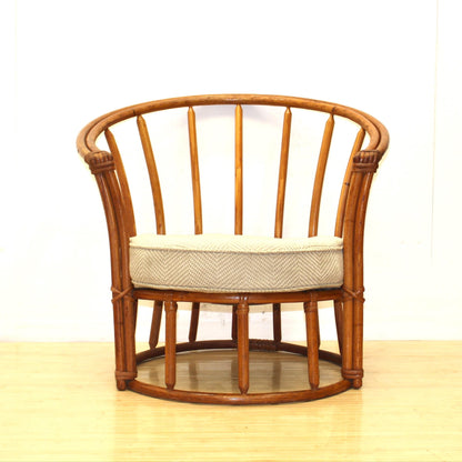 Vintage Barrel Back Rattan Armchair