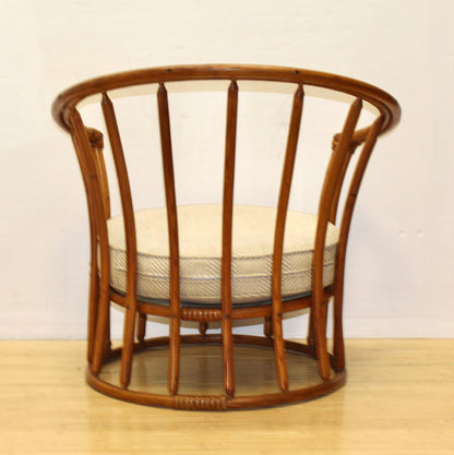 Vintage Barrel Back Rattan Armchair