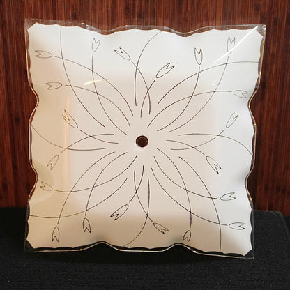 Mid-Century Ruffled Edge Frosted Glass Ceiling Fixture Shade | Large
