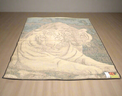 Vintage White Tiger Area Rug