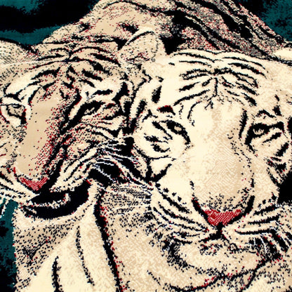 Vintage White Tiger Area Rug
