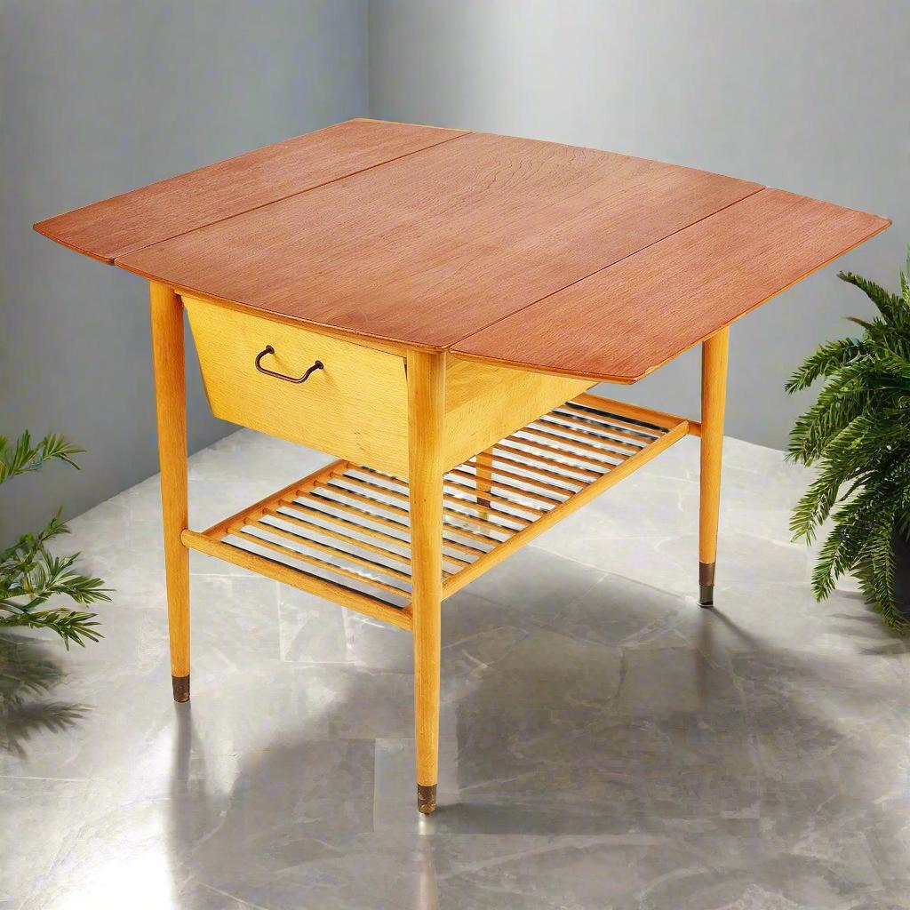 Mid Century Wine Table with Storage