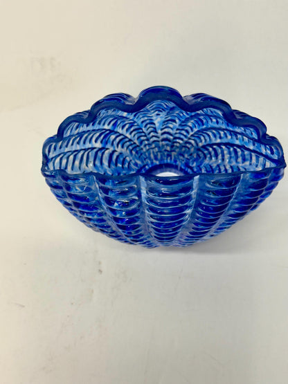 Opalescent Blue Glass Sea Shell Lamp Shade | Hand Blown from OffCenterModern