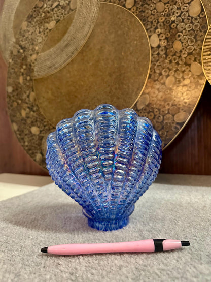 Opalescent Blue Glass Sea Shell Lamp Shade | Hand Blown from OffCenterModern