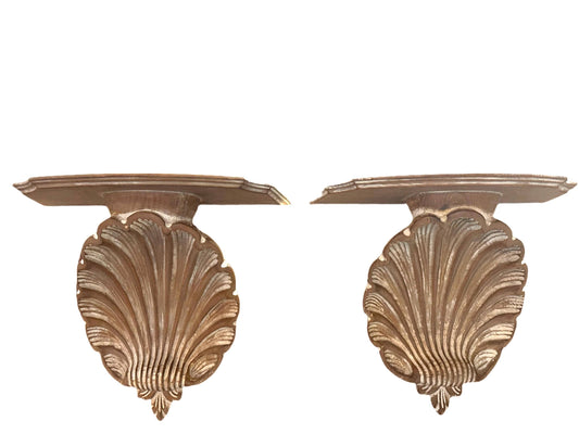 PAIR Vintage Carved Neoclassical Acanthus Leaf Wall Shelf | Corbels | PAIR from OffCenterModern