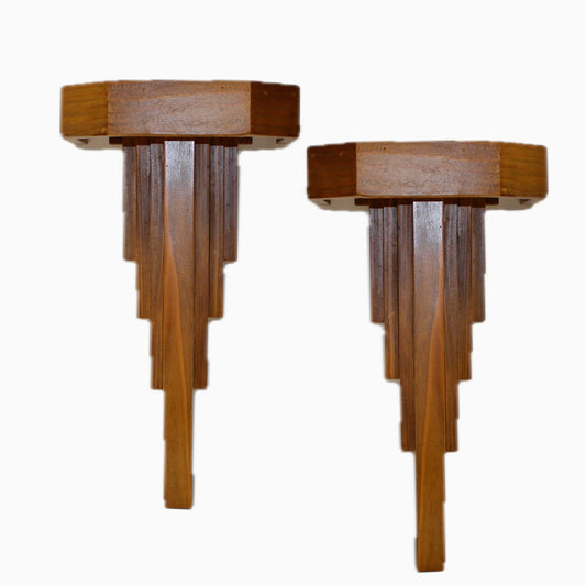 Pair Large Vintage Art Deco Wall Shelves | Pair