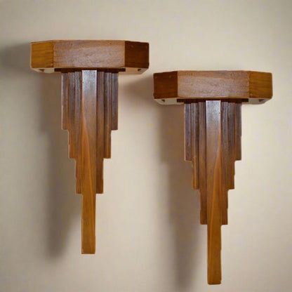 Handmade Wooden Wall Shelves - Pair