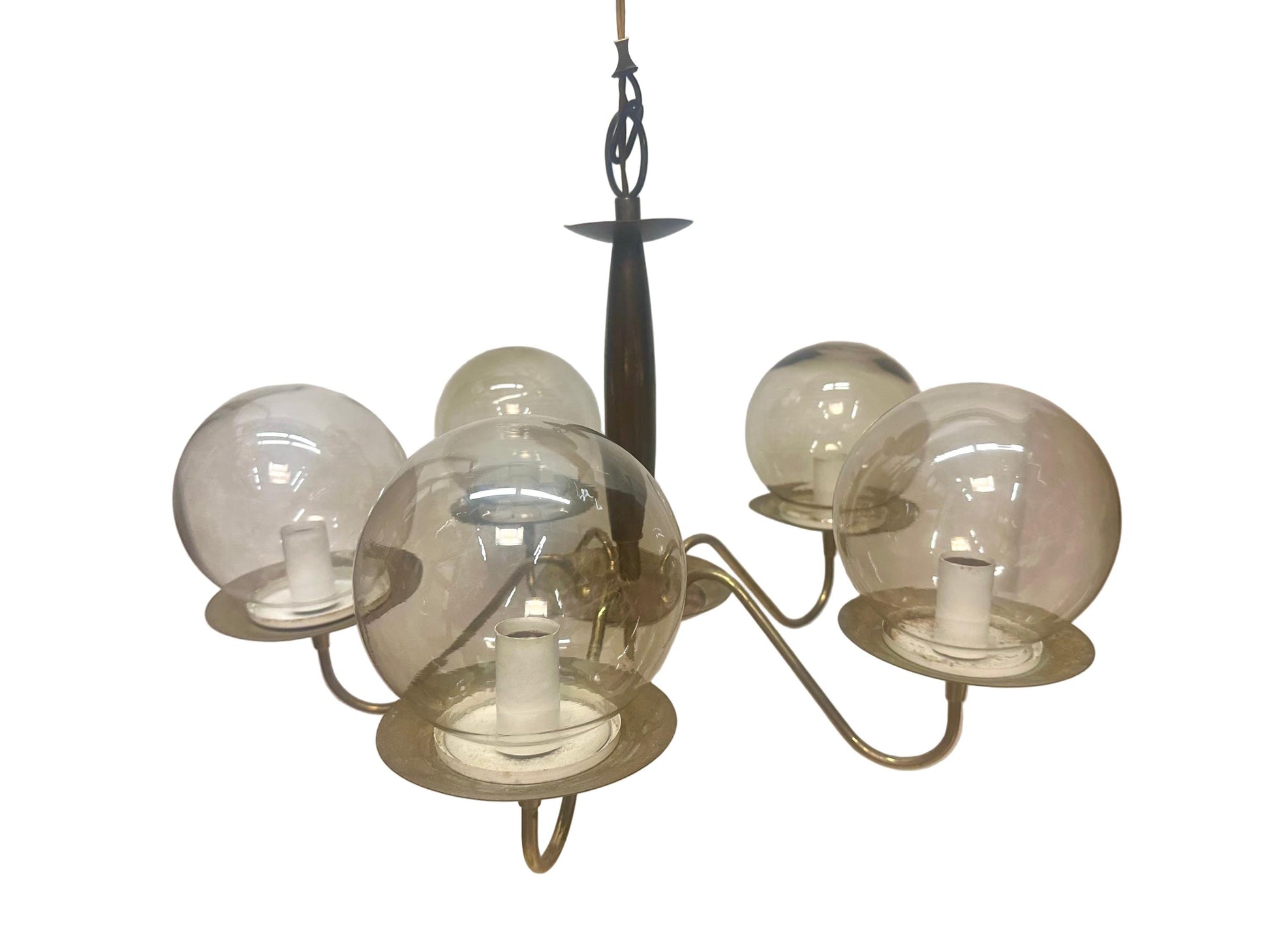 Mid Century 5 Arm Bronze Chandelier from OffCenterModern