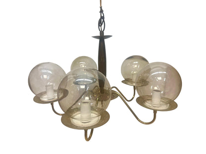 Mid Century 5 Arm Bronze Chandelier from OffCenterModern