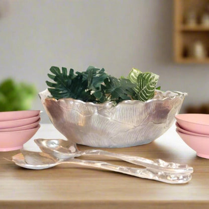 Vintage Arthur Court Bunnies &  Salad Bowl with Tulip Serving Utensils