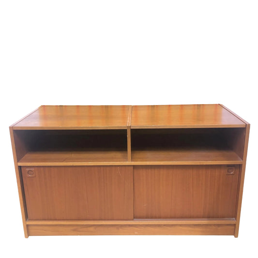 Mid Century Danish Modern Teak Entertainment Console Record Cabinet from OffCenterModern