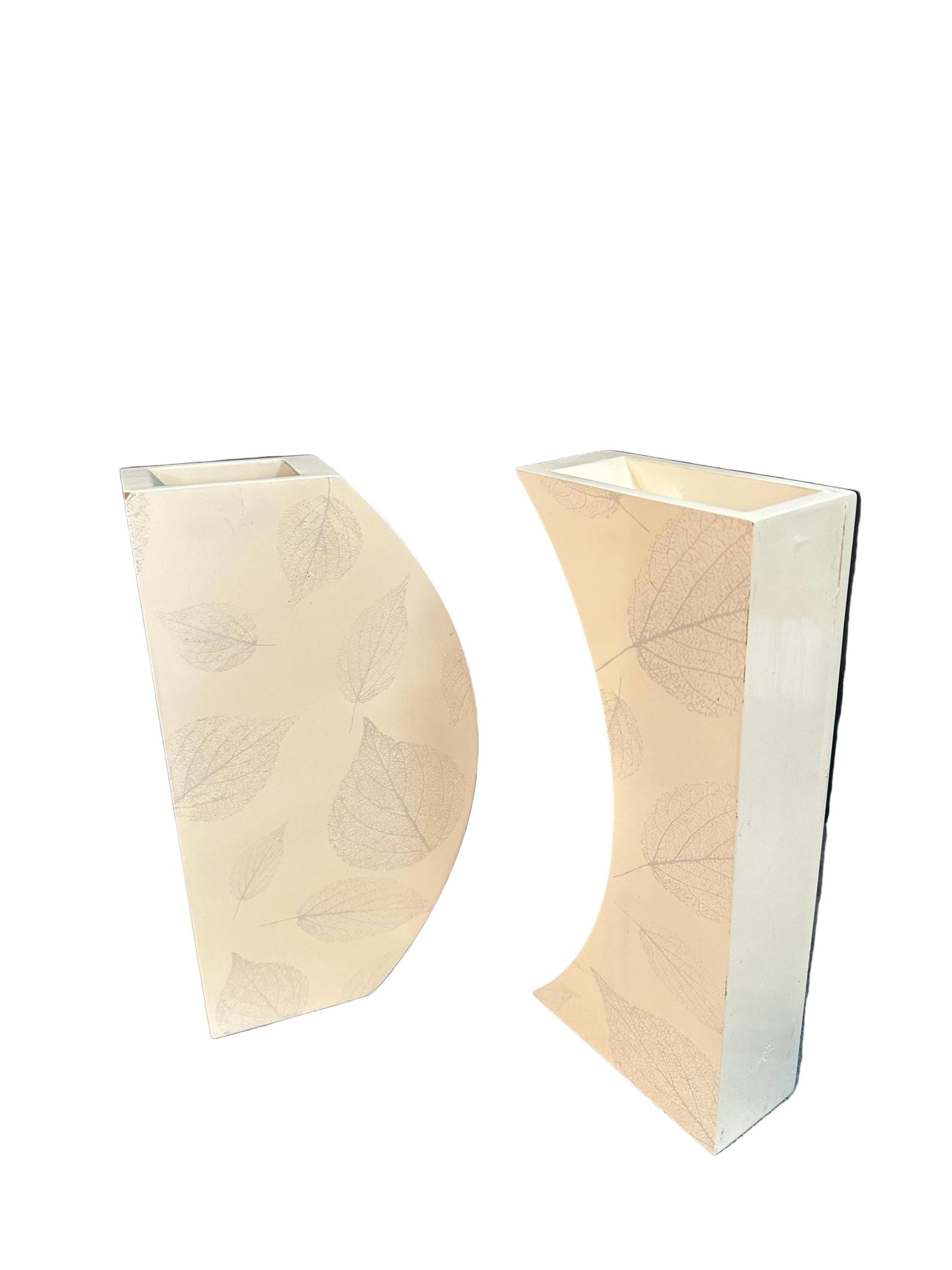 Pair Large Geometric Postmodern Vases with Leaf Design from OffCenterModern
