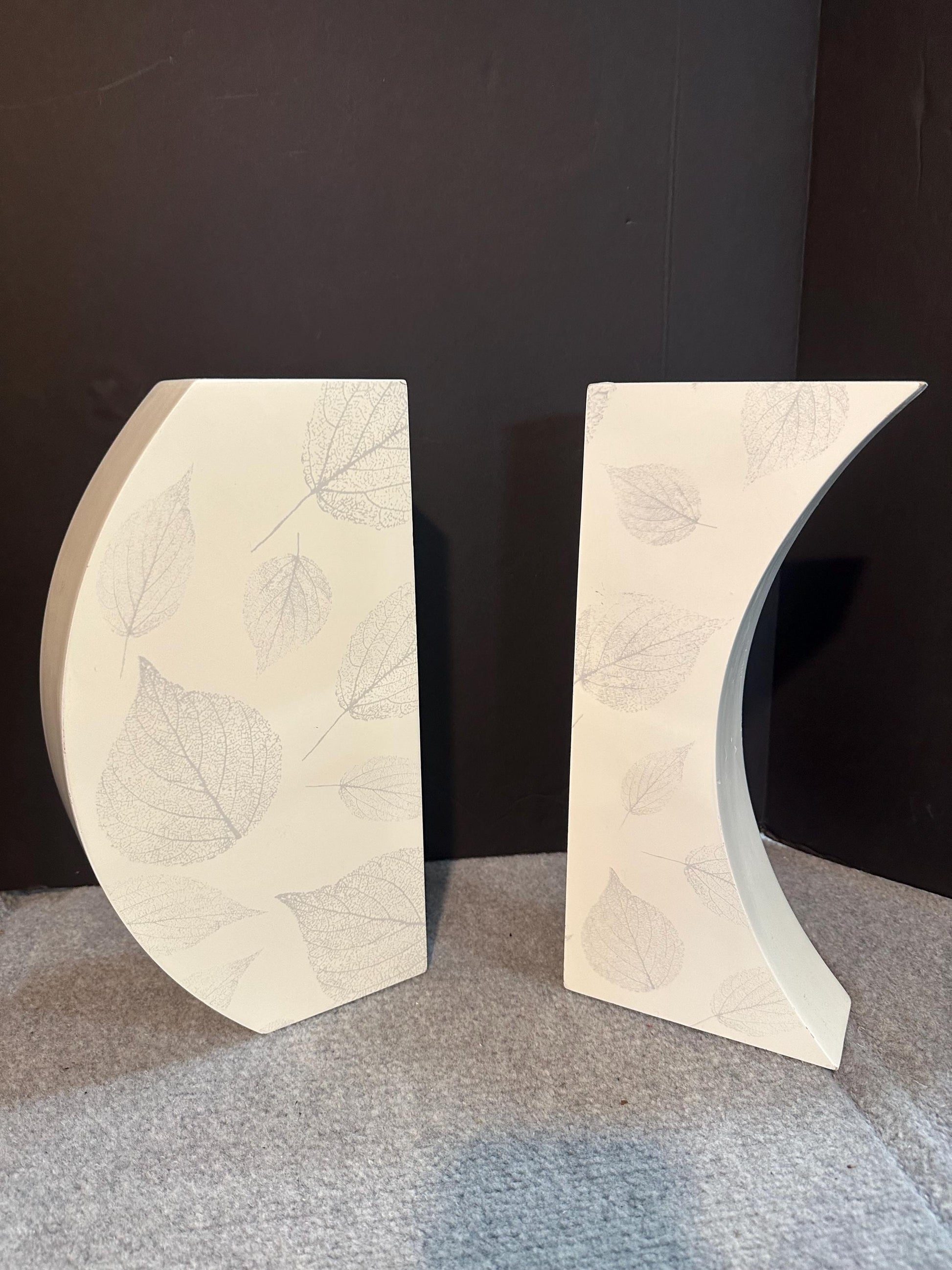 Pair Large Geometric Postmodern Vases with Leaf Design from OffCenterModern