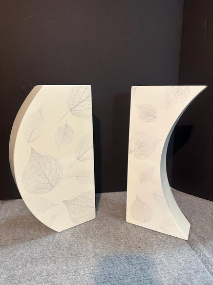 Pair Large Geometric Postmodern Vases with Leaf Design from OffCenterModern