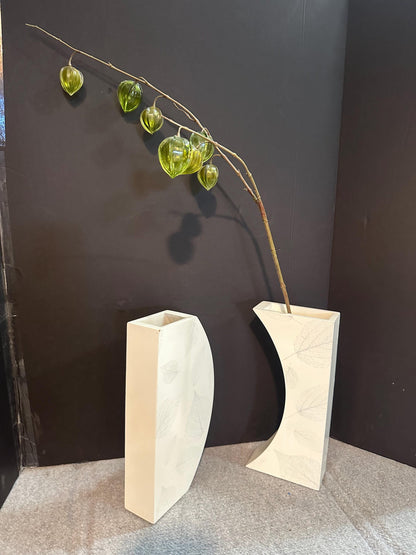 Pair Large Geometric Postmodern Vases with Leaf Design from OffCenterModern