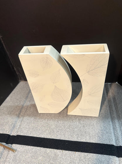 Pair Large Geometric Postmodern Vases with Leaf Design from OffCenterModern