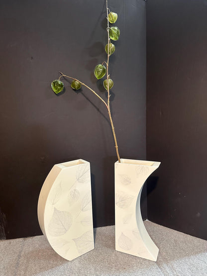 Pair Large Geometric Postmodern Vases with Leaf Design from OffCenterModern
