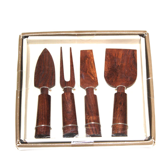 Vintage 4-Piece Sheesham Rosewood Cheese Knife Set