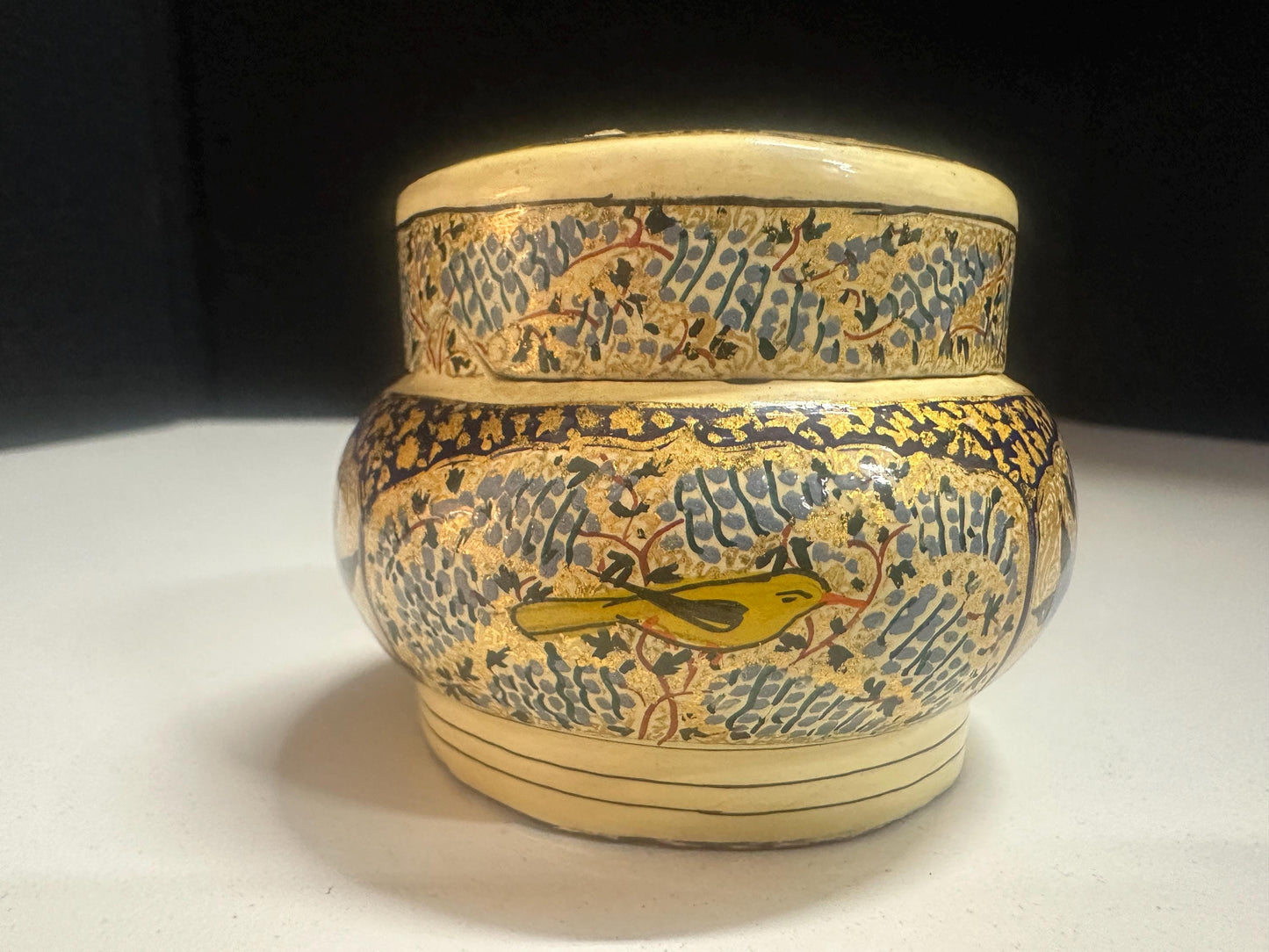 Vintage Kashmiri Papier-mache Lacquerware Decorative Trinket Box from OffCenterModern