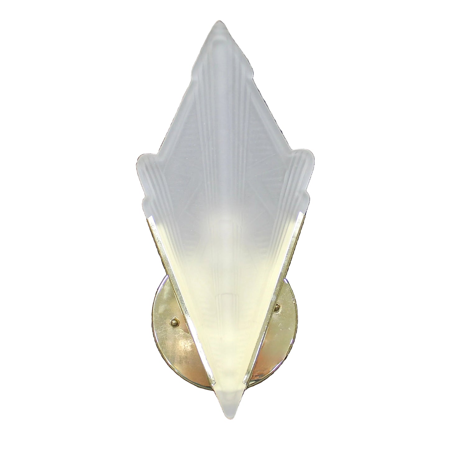 Polished Brass Art Deco Wall Sconce with Frosted Glass Shade