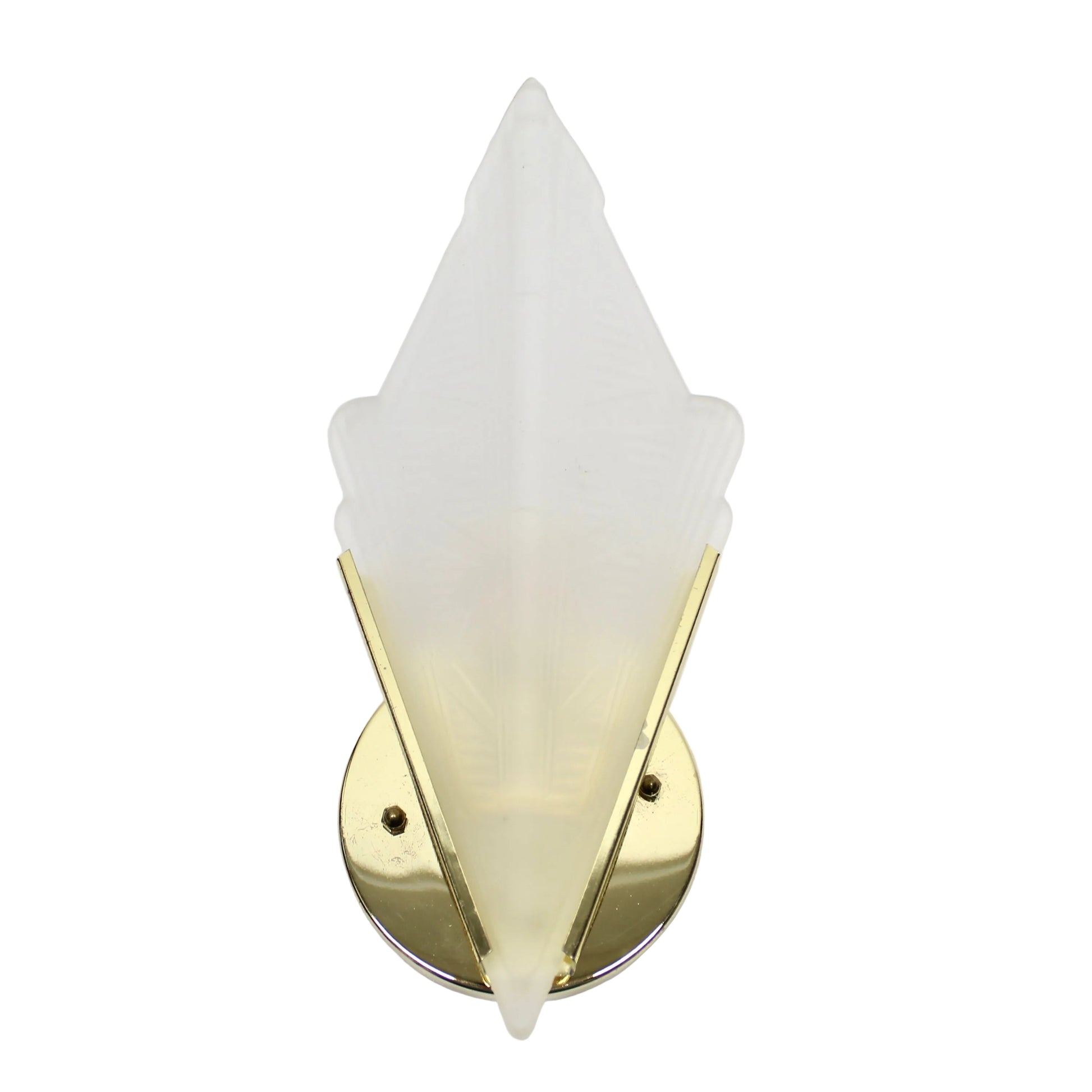Polished Brass Art Deco Wall Sconce with Frosted Glass Shade