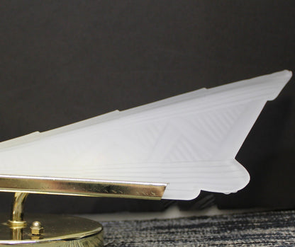 Polished Brass Art Deco Wall Sconce with Frosted Glass Shade