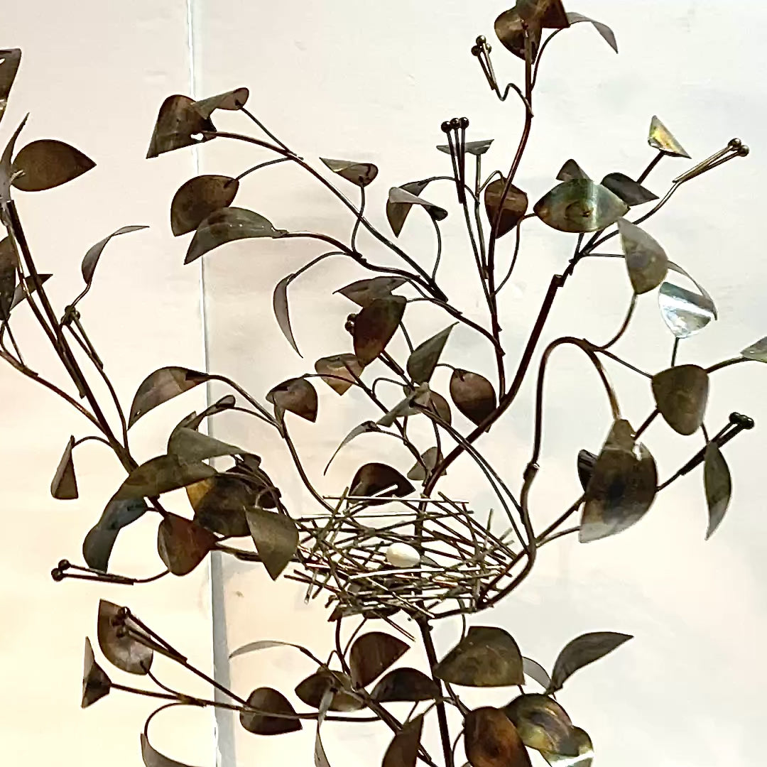Metal Tree w/ Nest Sculpture | Curtis Jeré