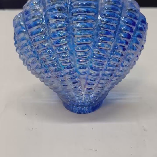 Opalescent Blue Glass Sea Shell Lamp Shade | Hand Blown