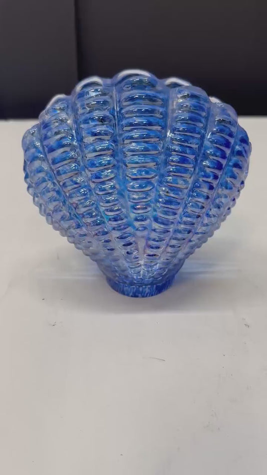 Opalescent Blue Glass Sea Shell Lamp Shade | Hand Blown