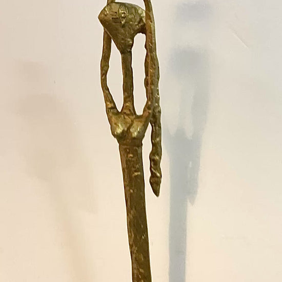 1970's Abstract Gold Glit Greek Goddess Candle Holder