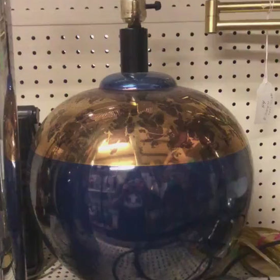 Blue Irredescent Porcelain Table Lamps | Pair