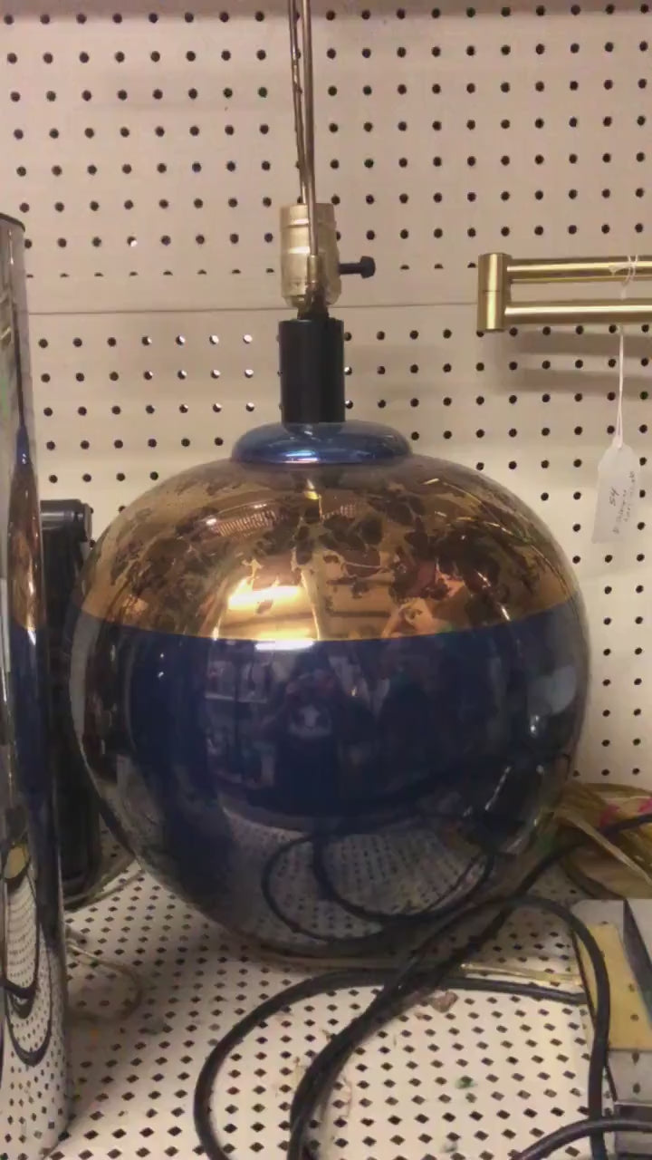 Blue Irredescent Porcelain Table Lamps | Pair