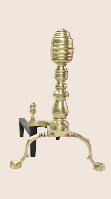 1950s Brass Ball and Claw Federal Style Andirons
