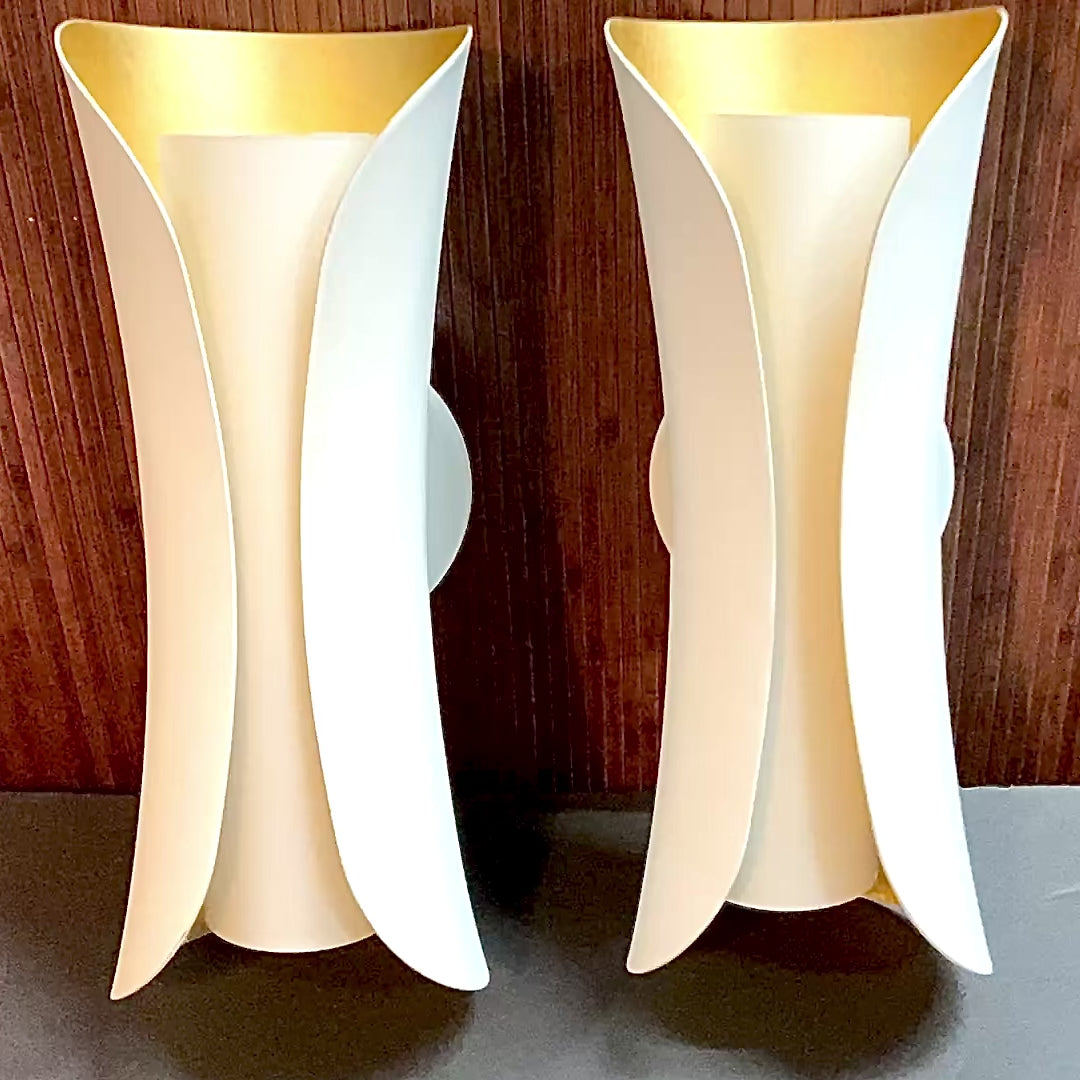 Pair Modern Minimalist 2-Light Wall Sconces