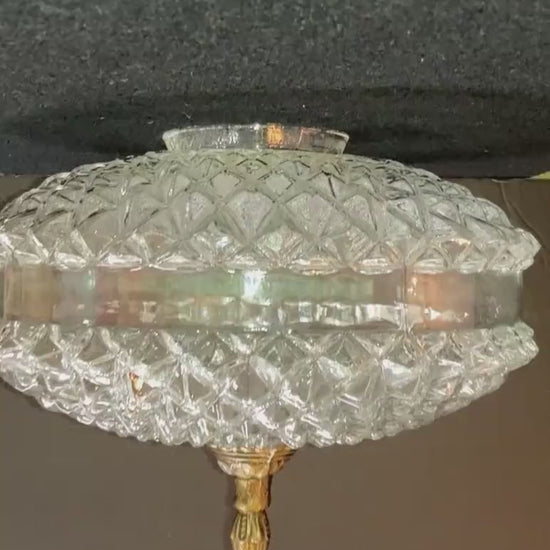 1970s Diamond-Cut Glass Ceiling Light Fixture