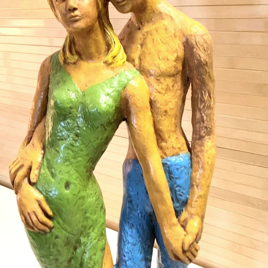 1960s Beach Couple Statue | Chalkware