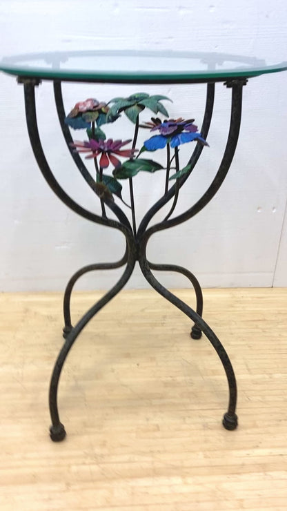 Metal Glass top Accent Table