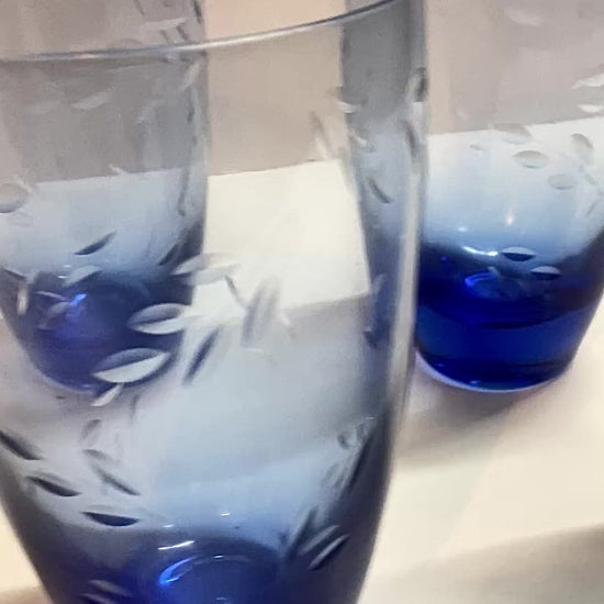Etched Blue Glasses |Summer Breeze  by Pfaltzgraff  