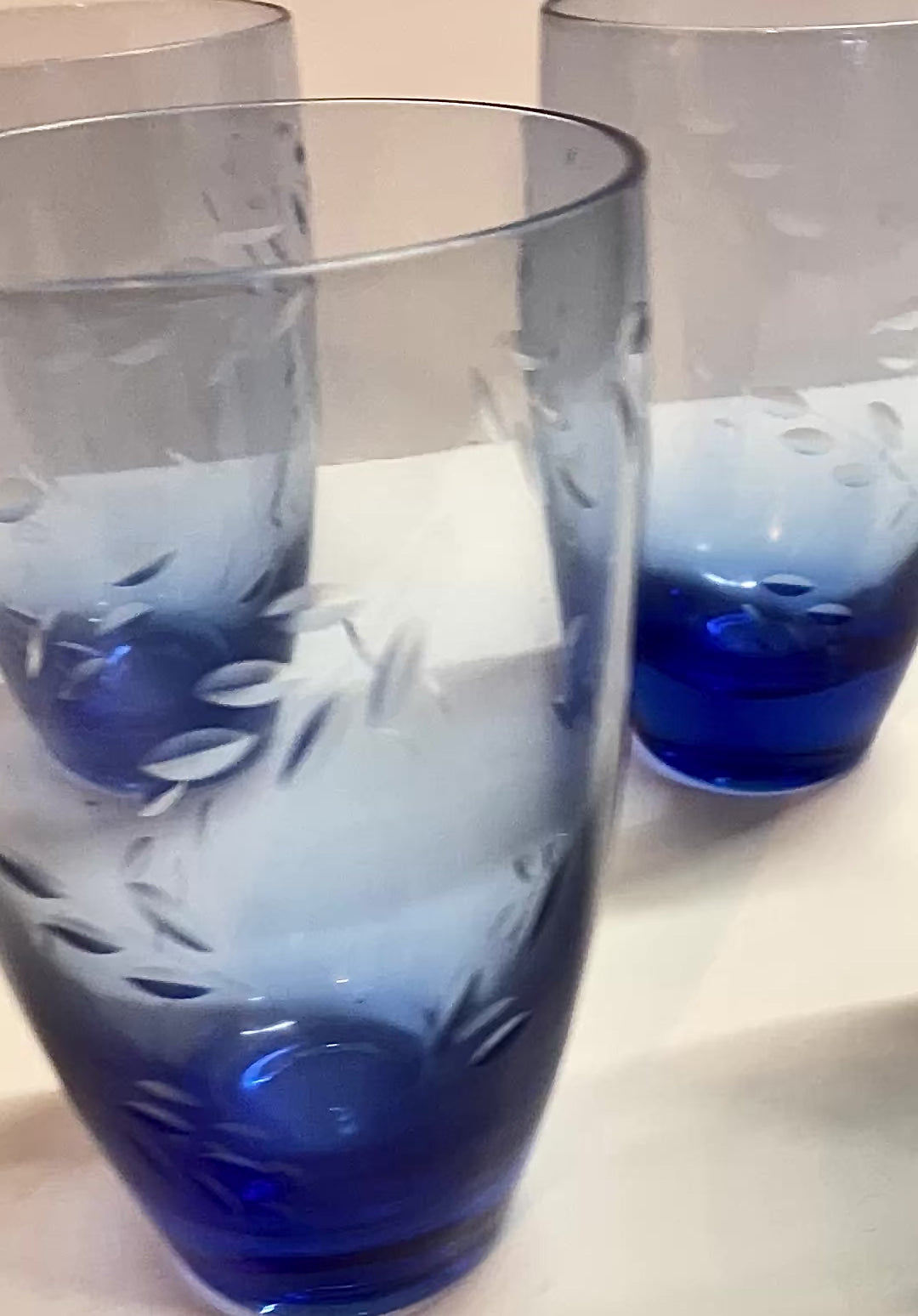Etched Blue Glasses |Summer Breeze  by Pfaltzgraff  