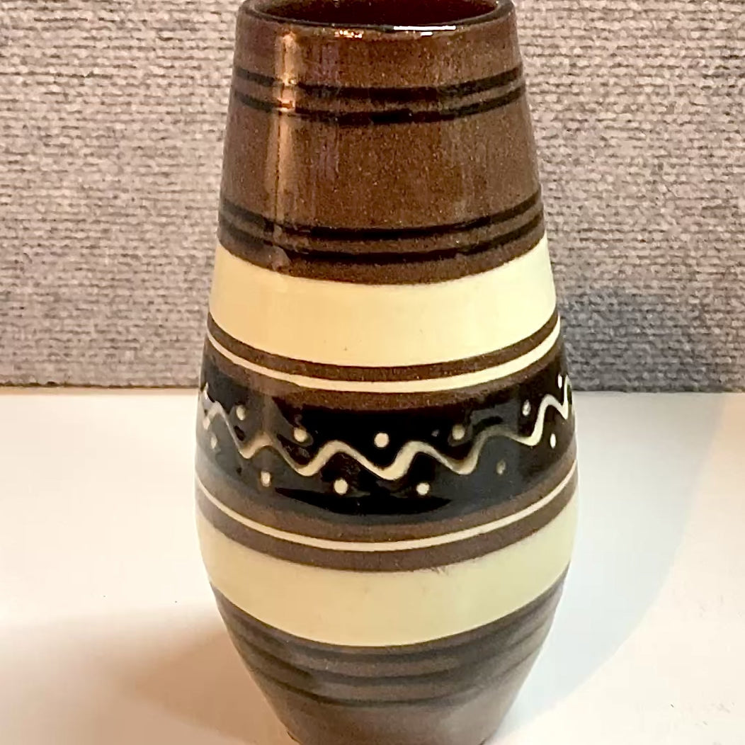 ntage Brown Ceramic Bulgarian Vase