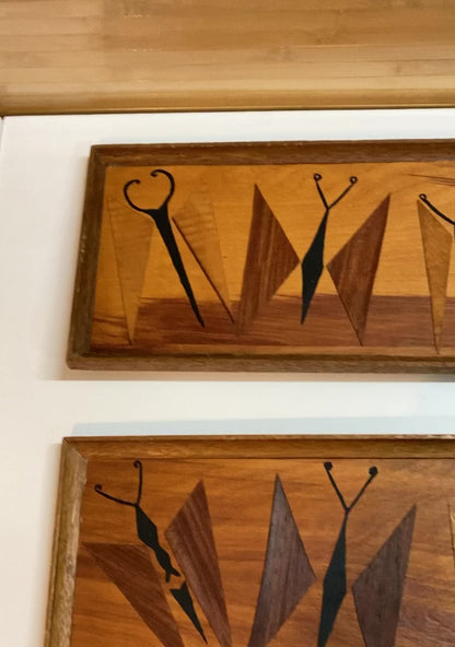 Wood  Butterfly Marquetry Wall Art, Inlay Butterfly Wall Art.